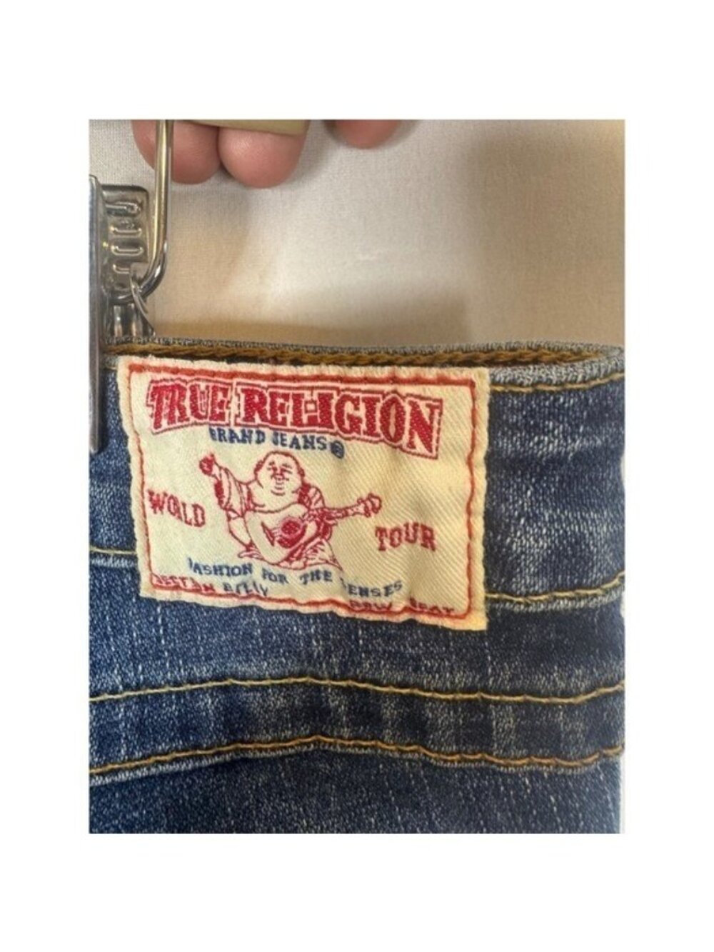 True Religion Straight Leg Jeans Blue Wash Low Rise Women 32X32  USA 10572 - Picture 6 of 12